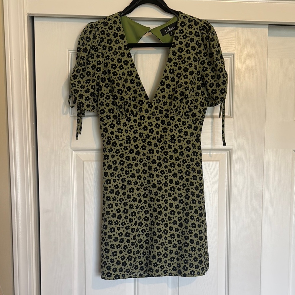 Lulu's Green and Black Floral Mini Dress